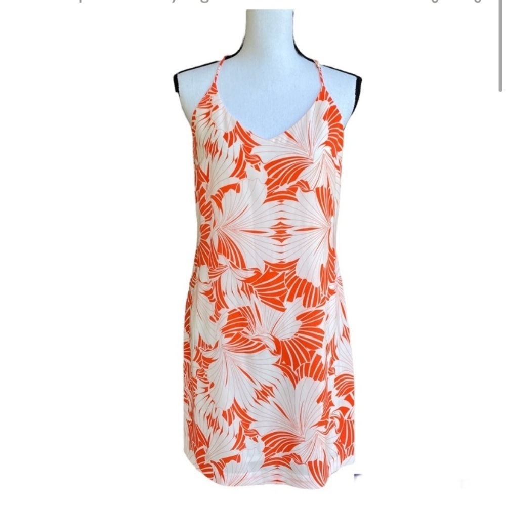 J. Crew Orange and White Floral Midi Slip Dress